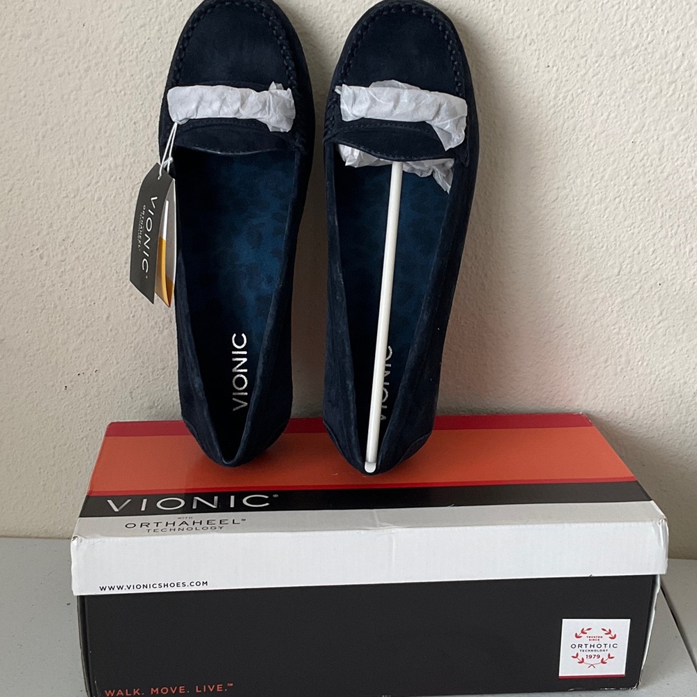 Vionic Navy Suede Slip-On Loafers